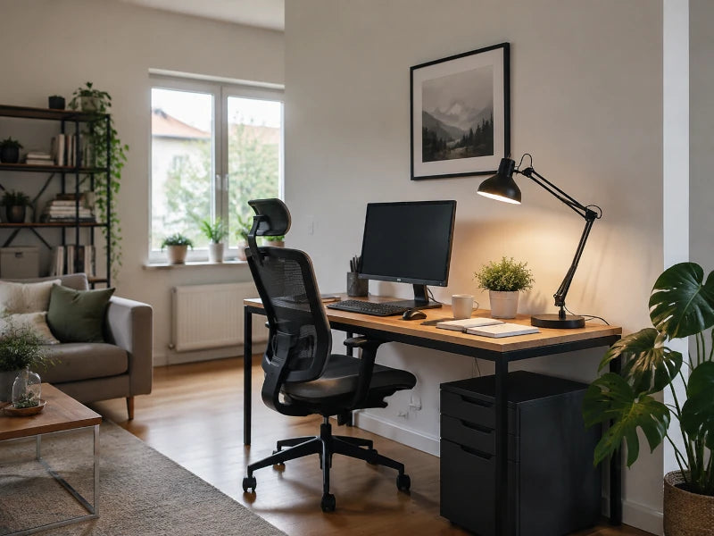 Homeoffice Arbeitsecke im Wohnzimmer