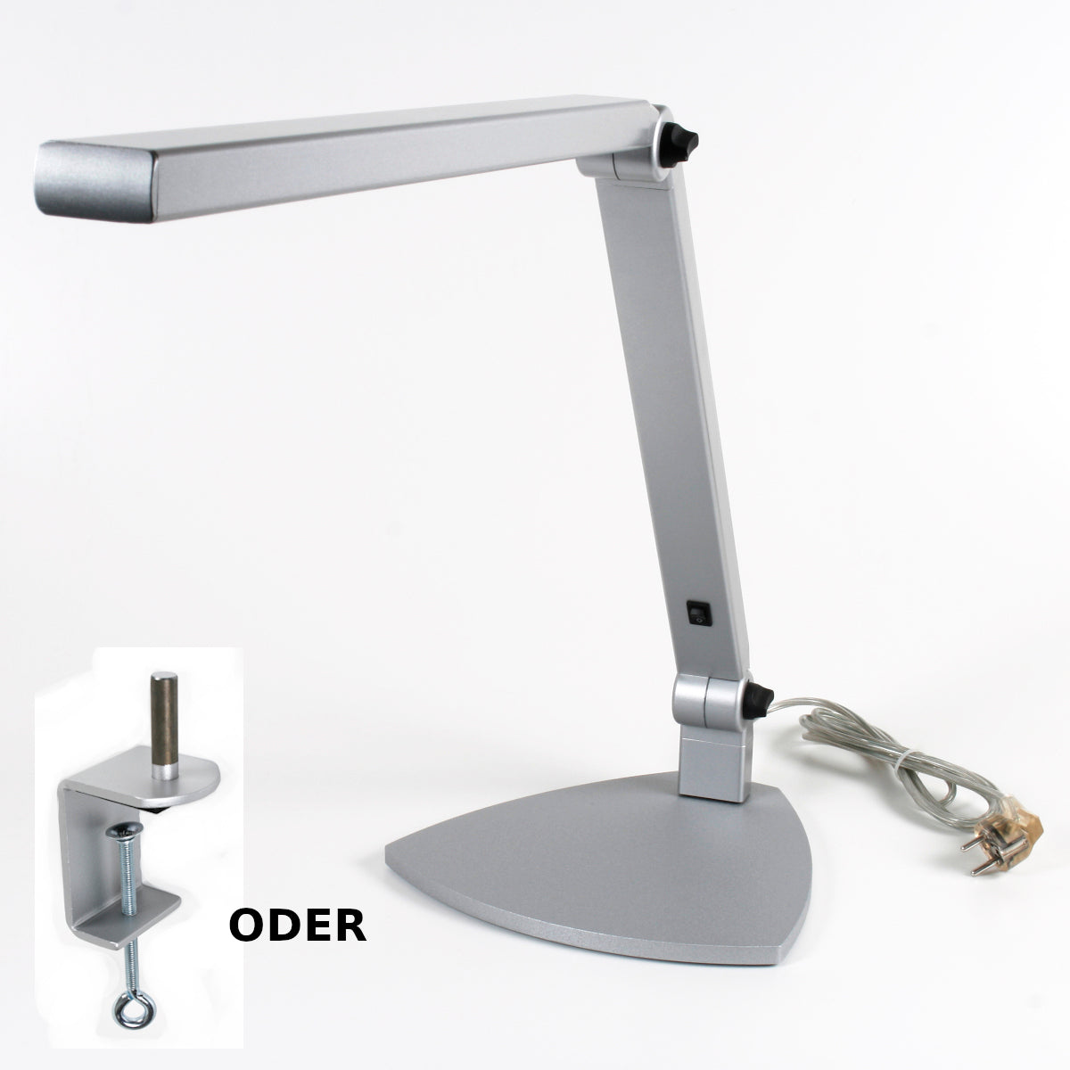 LED-Arbeitsleuchte (2 Einzelteile = 1 Tischfuß oder Klemmfuß, 1 Mast mit Kopfteil
