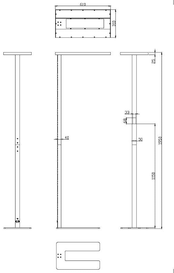 Skizze zeigt die Maße der Sunpower