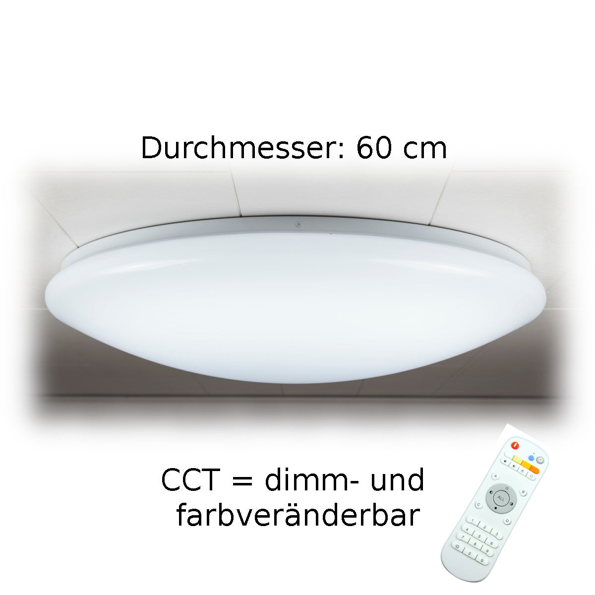 Bild der Sunny mit Bedienung, Durchmesser 60cm und Erklärung CCT