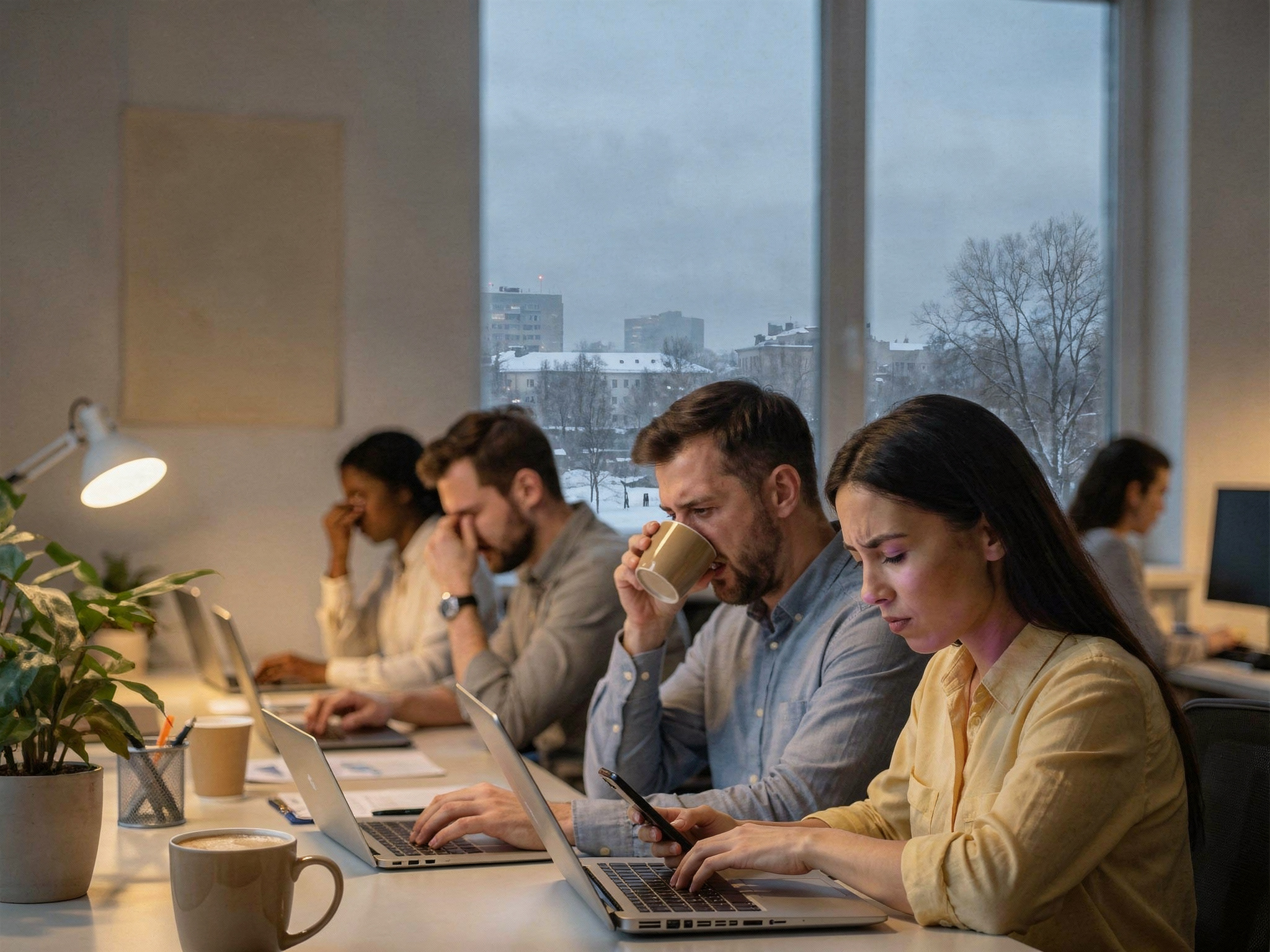 Warum viele im Winter müder im Büro sind