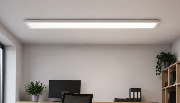 LED-Panel im Vollspektrumlicht über dem Schreibtisch